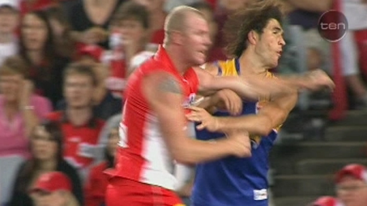 Barry Hall’s hit on Brent Staker.