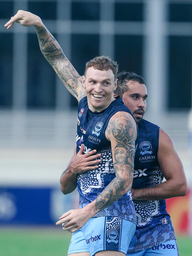 Mitch Robinson takes to the field during the NTFL Mens Pemier League Picture: Glenn Campbell