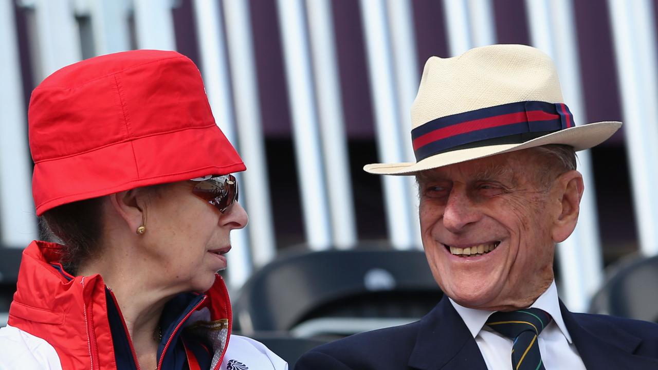 Princess Anne and Prince Philip share a joke at the London 2012 Olympic Games at Greenwich Park on July 29, 2012. Picture: Getty Images