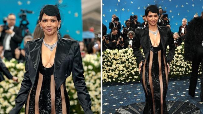 Halle Berry returned to the Met Gala after a seven-year hiatous wearing a daring LaQuan ‘naked dress’. Picture: Getty