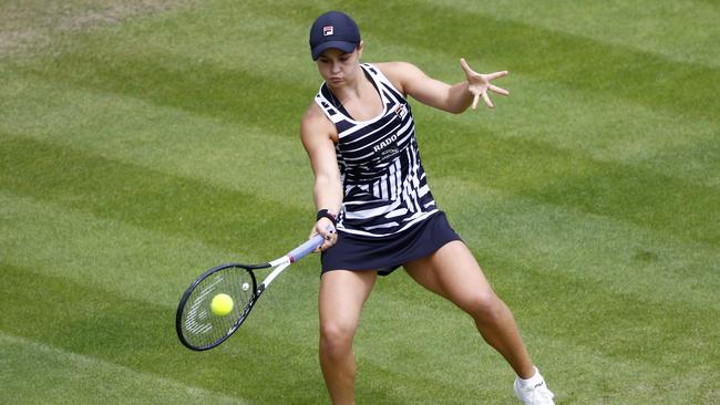 Ashleigh Barty of Australia plays a forehand shot during her second round match agains Jennifer Brady. Picture: Getty