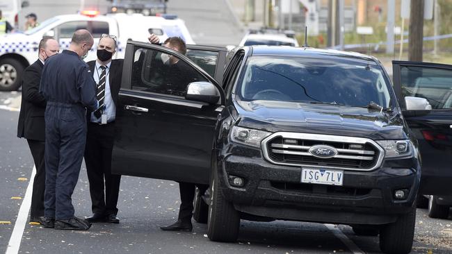 The gunman allegedly pointed his weapon at police before his arrest. Picture: Andrew Henshaw