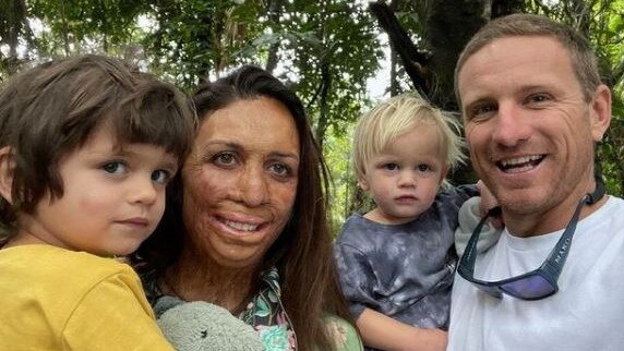 Turia Pitt and partner Michael Hoskin with their children Hakavai and Rahiti. Picture: Instagram