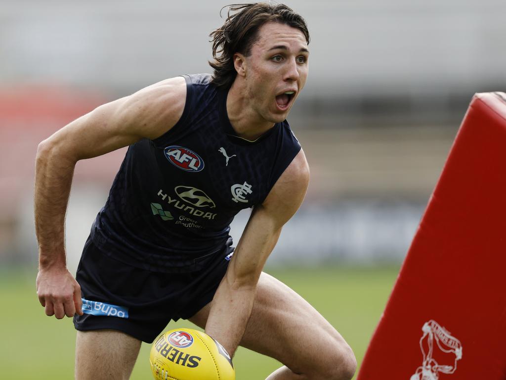 Ollie Hollands on the track at Carlton. Picture: Michael Klein