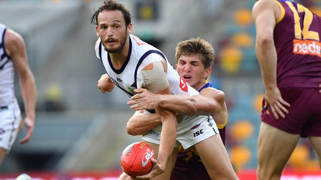 James Aish has become a consistent defender for Fremantle. Picture: AAP Image/Darren England