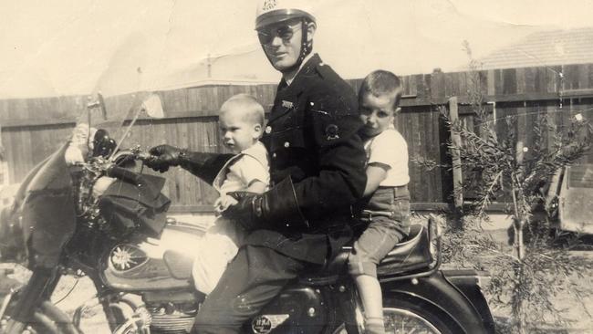 Tim Winton, at rear, with his father. From the cover of The Boy Behind the Curtain.