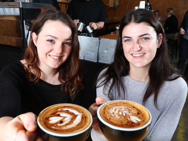 25.6.2018.Tell Henry was recently was judged by the public in an online poll as the best coffee shop in the east.Tell Henry customers Jordan Navacchi,23,and Katherine MacDonald,23. ( 0426 824 304).   PIC TAIT SCHMAAL.