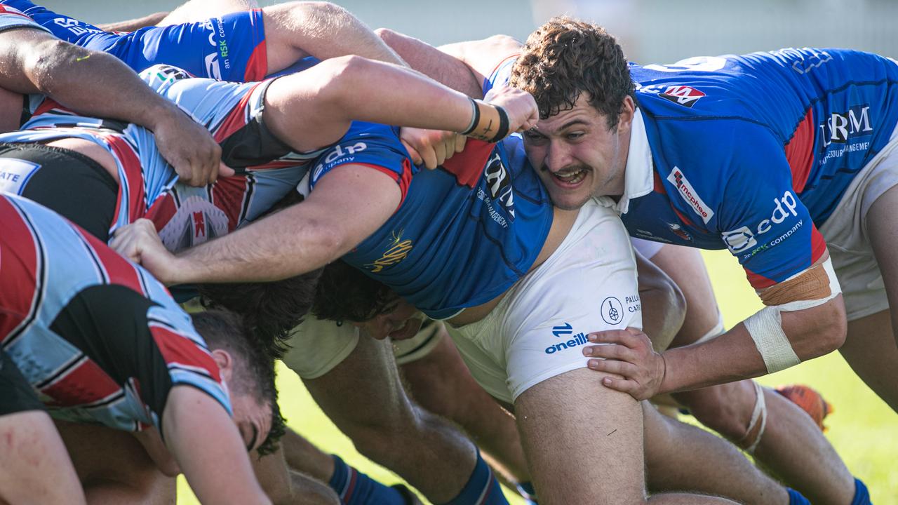 Manly player Angus Pepar in the scrum