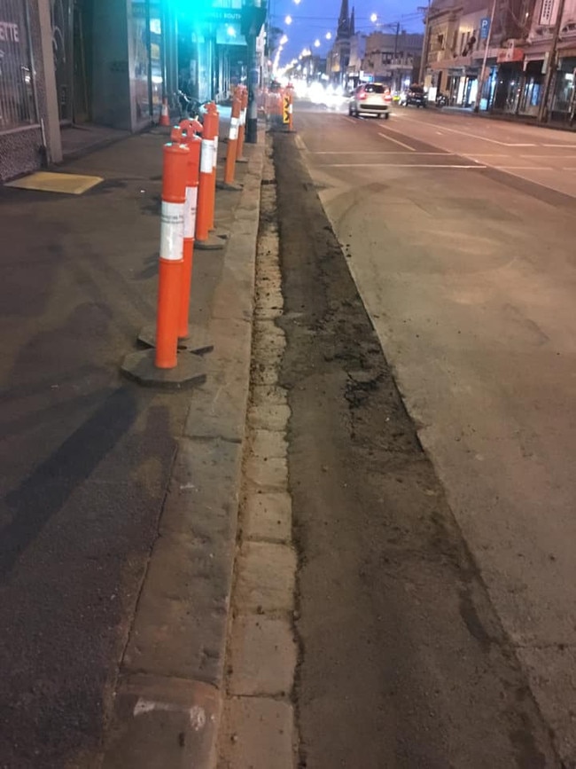 Cyclists have been left fuming after water main works on Sydney Rd left the bike lane in what they say is an unsafe state.