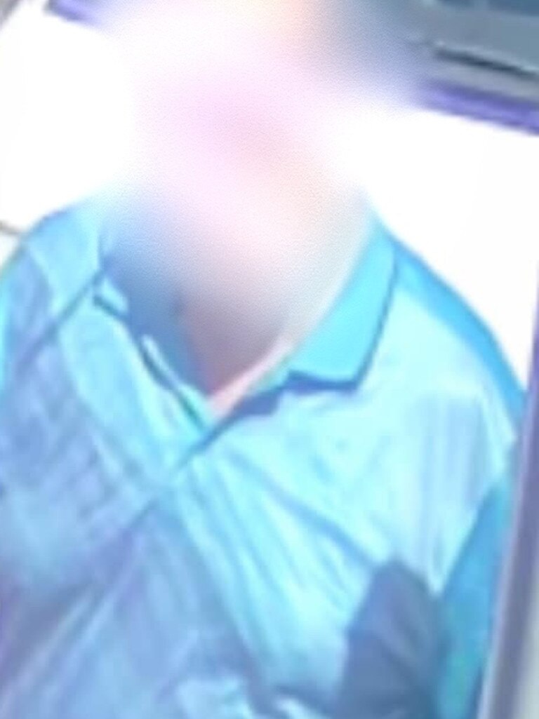 VILE ACT: The man was seen on the CCTV footage wearing a blue shirt.