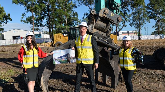 Logan councillors Mindy Russell, Darren Power and Laurie Koranski at the site.