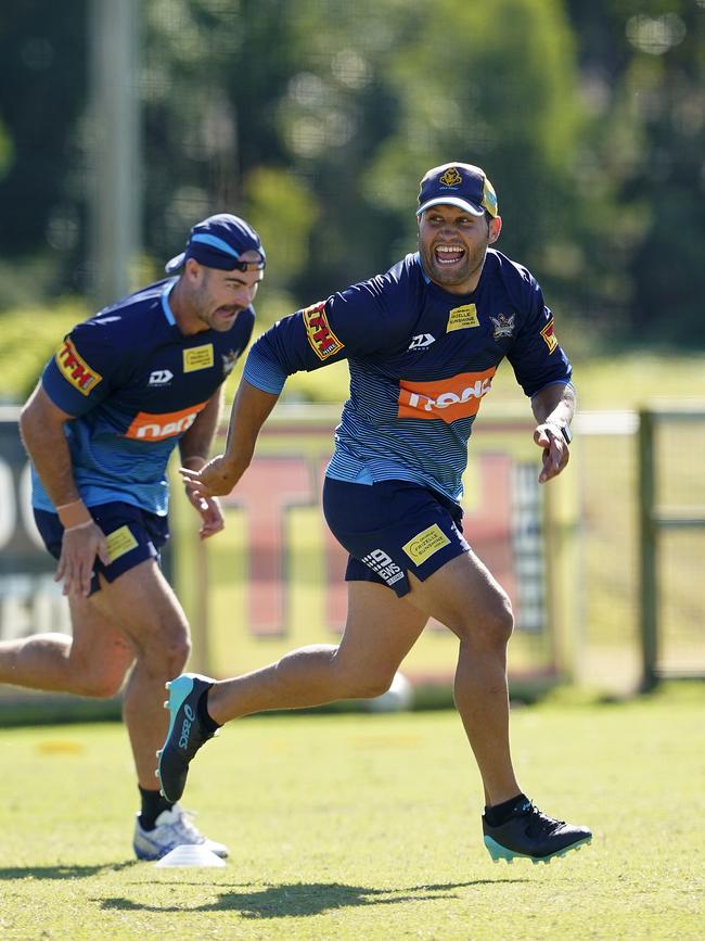 Tyrone Roberts during an NRL Titans training session at the Titans High Performance Centre on the Gold Coast, Monday, May 25, 2020. (AAP Image/Dave Hunt)