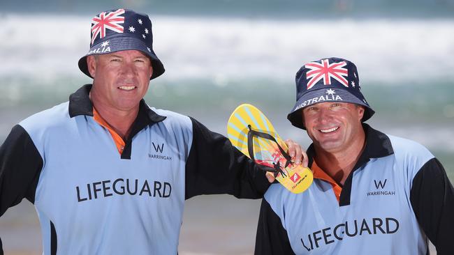 Steve with Scott Mortimer getting ready for thong throwing on Australia Day at Dee Why