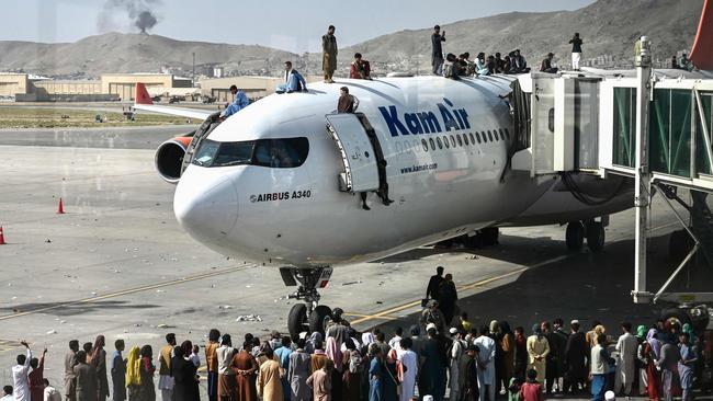 The chaos of the evacuation of Kabul when the Taliban took over. Picture: AFP