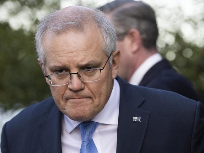 Prime Minister Scott Morrison was questioned about lockdown financial support in two separate TV interviews. Picture: Getty Images