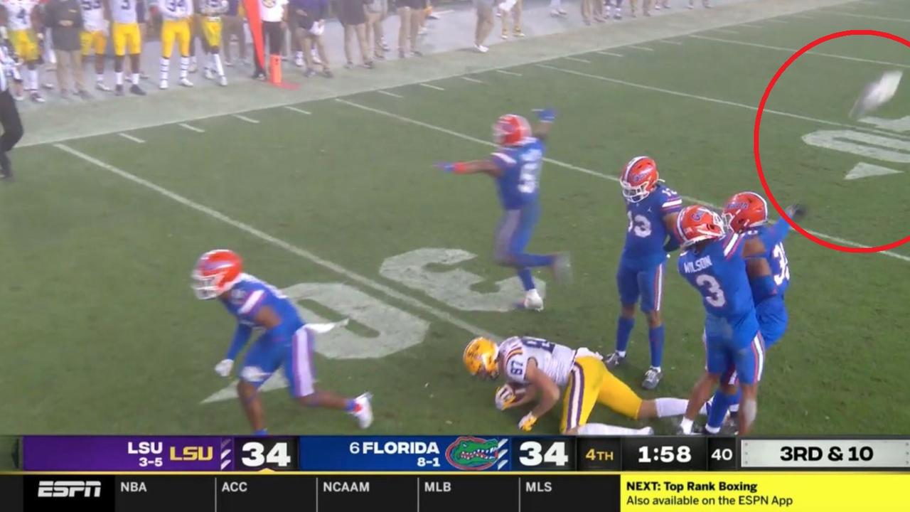 Florida's Marco Wilson throws an opponent's shoe, giving LSU the ball back on route to an upset win.