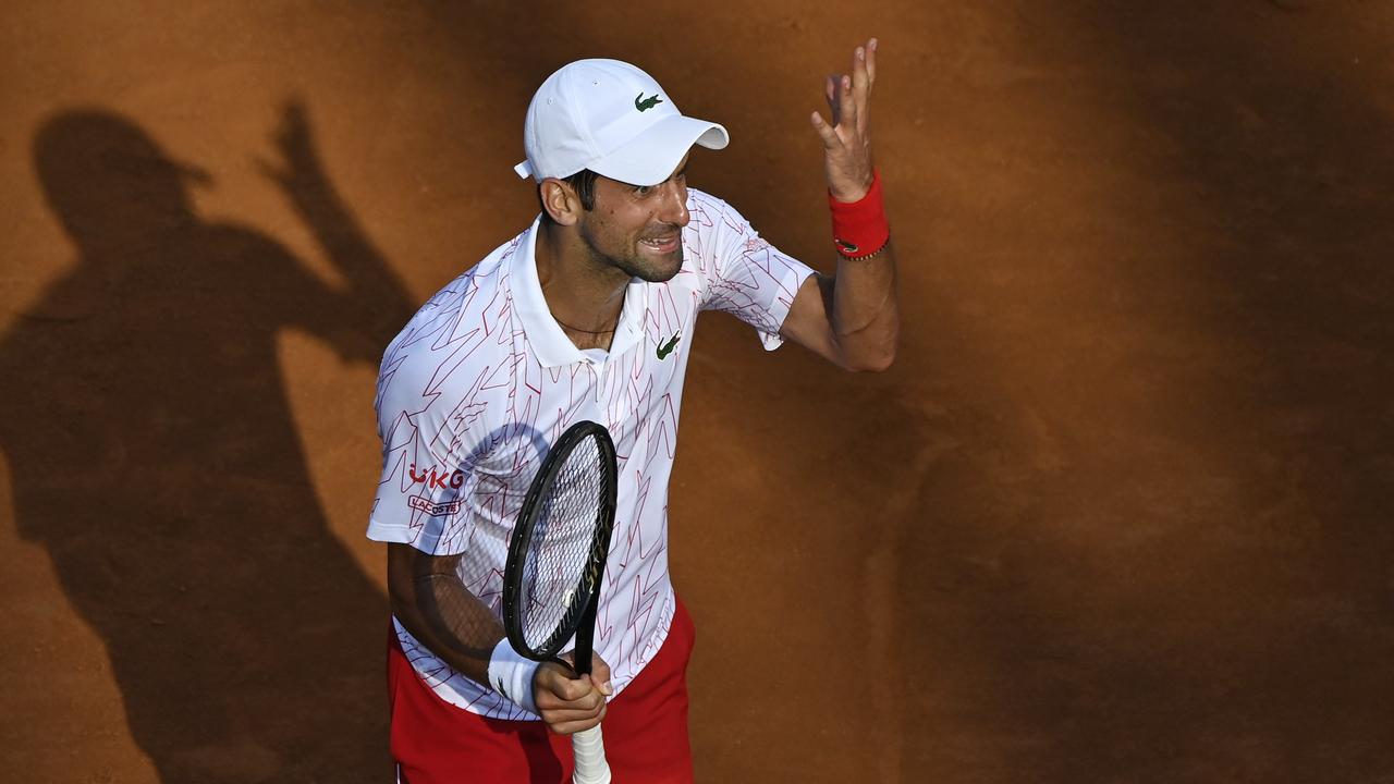 Novak Djokovic was given an obscenity warning. (Photo by Riccardo Antimiani - Pool/Getty Images)