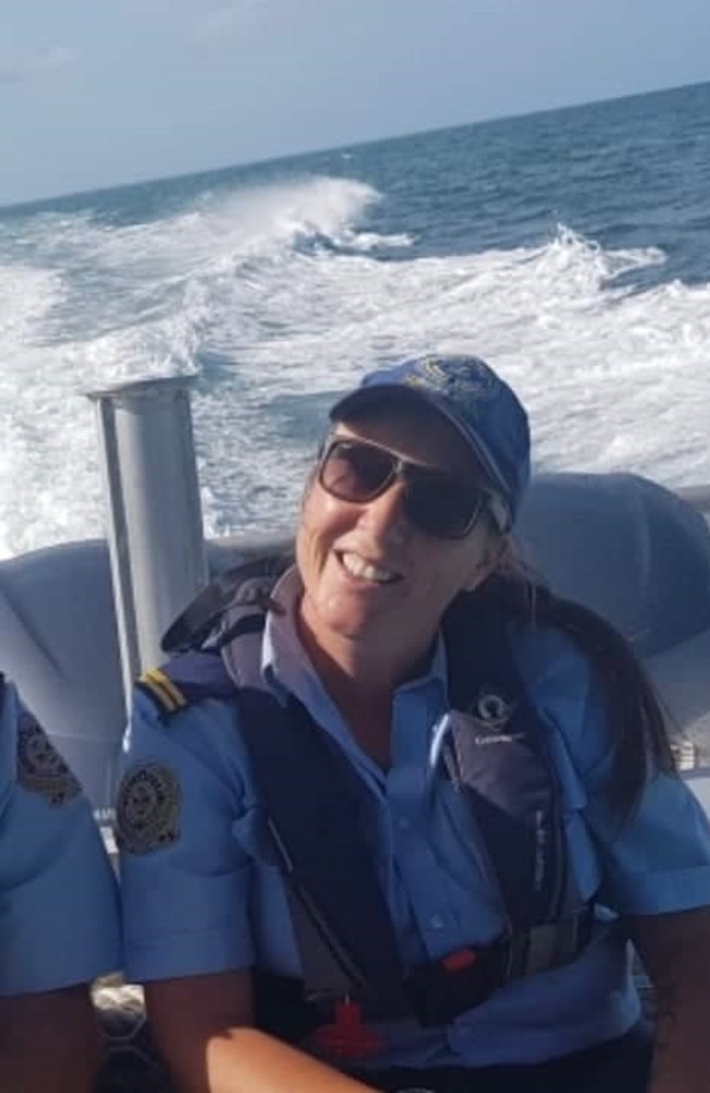 Karen Darlington was one of the VMR Bribie Island crew members that helped rescue a couple, their pet parrot and dog. Picture: Marine Rescue Bribie Island 445