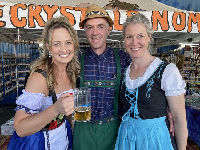 Esther, Jo and Jason at the 2024 Yarra Valley Oktoberfest. Picture: Himangi Singh.