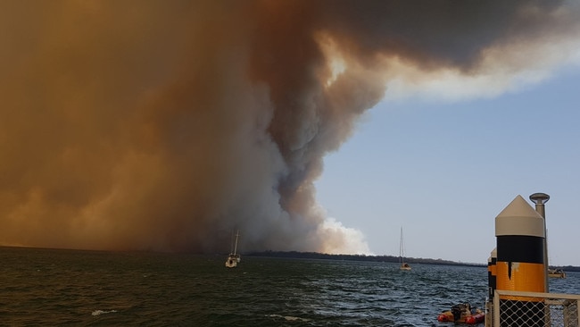 A view of the Woodgate fire from Burrum Heads. Picture: Daraz Aranka/Facebook