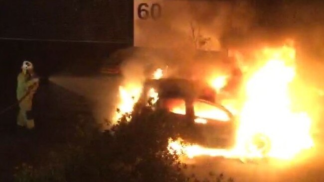 A car was torched at Biggera Waters Saturday night. 