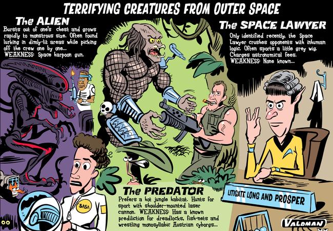 “Terrifying creatures from outer space”. Cartoon: Jos Valdman