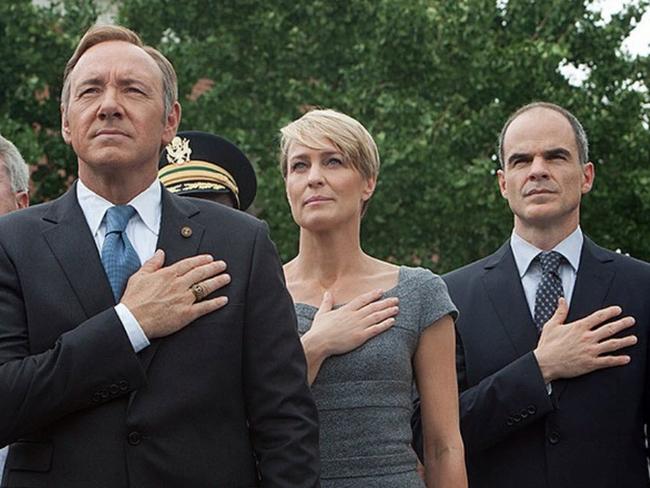 Kevin Spacey, Robin Wright and Michael Kelly.