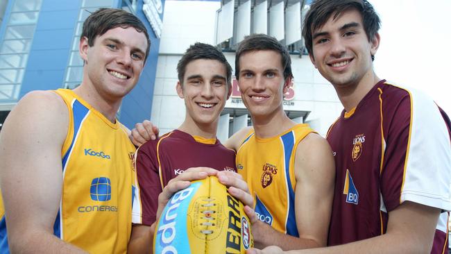 In happier times ... Brisbane’s 2011 draftees (from left) Sam Docherty, Elliot Yeo, Patrick Wearden and Billy Longer. Picture: Nathan Richter