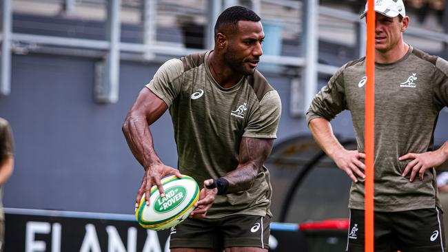 Suliasi Vunivalu at Wallabies training. Picture: Andrew Phan/RugbyAU Media