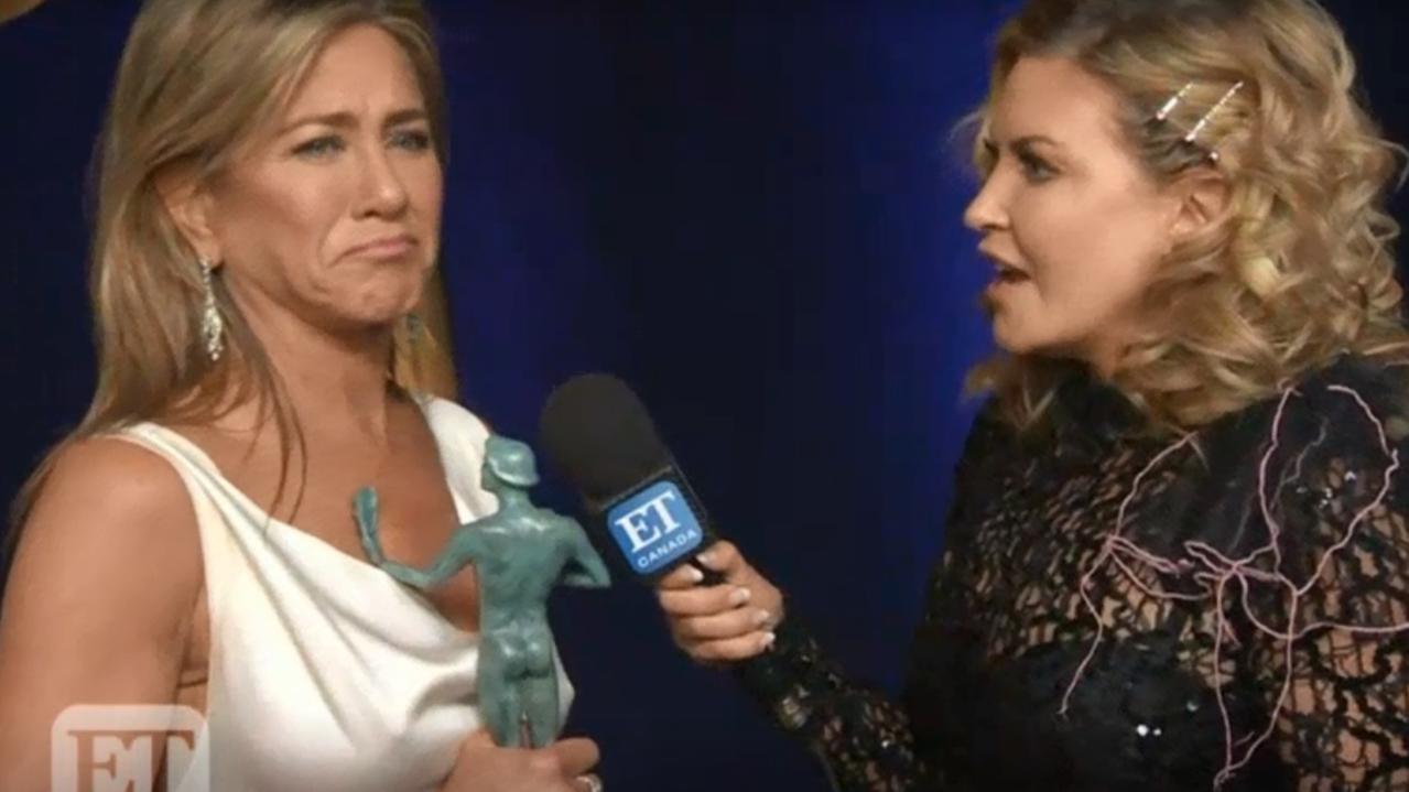 Aniston was delighted to hear Pitt had been watching her from backstage.