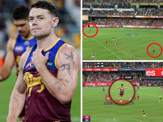 The Brisbane Lions struggled everywhere in the second half. Photo: Fox Footy and Nine.