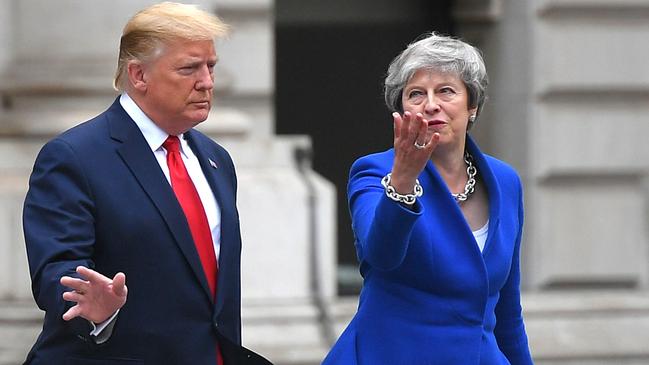 Theresa May has experience in increasing the number of women in conservative politics. Pictured here with former US president Donald Trump. Picture: AFP