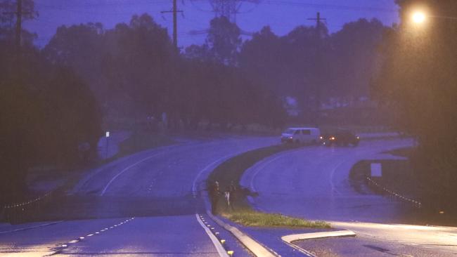 Windsor rd near Mulgrave is blocked by flood waters as are surrounding streets. Picture: John Grainger