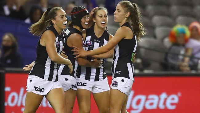 Chloe Molloy celebrates a goal with her teammates. Picture: Getty Images