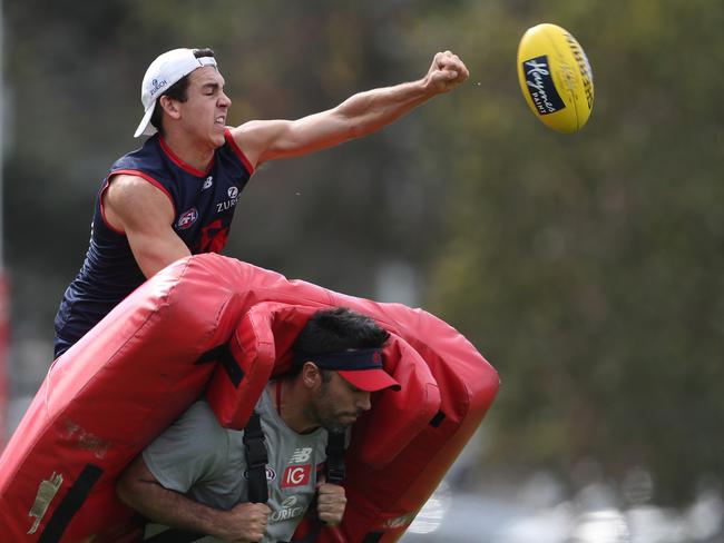 Marty Hore has become a key figure at Melbourne and you can play him on the field with confidence. Picture: David Crosling