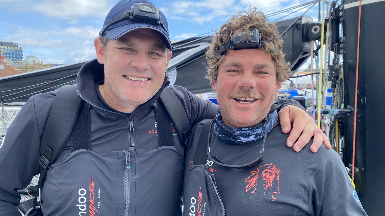 Dean brothers, Peter and Nathan, crewmates aboard the Sydney-Hobart runner-up Comanche. Picture: James Bresnehan