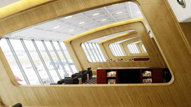 Interior of the Qantas first-class lounge at Sydney International Airport, designed by Marc Newson.