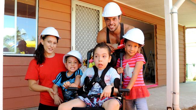 Shanalee and Ben Hoad of Beenleigh, with their children Kya (5), Calyn (8), and Ashanti (6). Picture: Peter Cronin