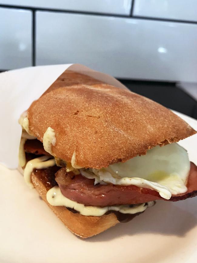 Sandy Lane’s bacon and egg roll. Picture: Supplied