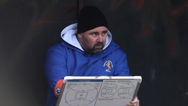 Aaron Collins coach of Reservoir during the NFL football match between Lalor and Reservoir played at Lalor Reserve on Saturday 7th July, 2018.