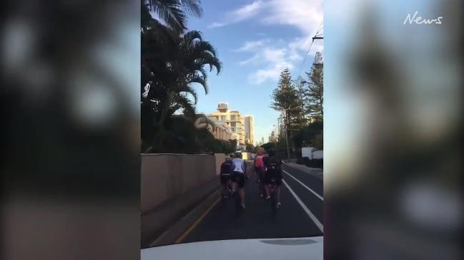 Ignorant cyclists clash with motorist on Gold Coast