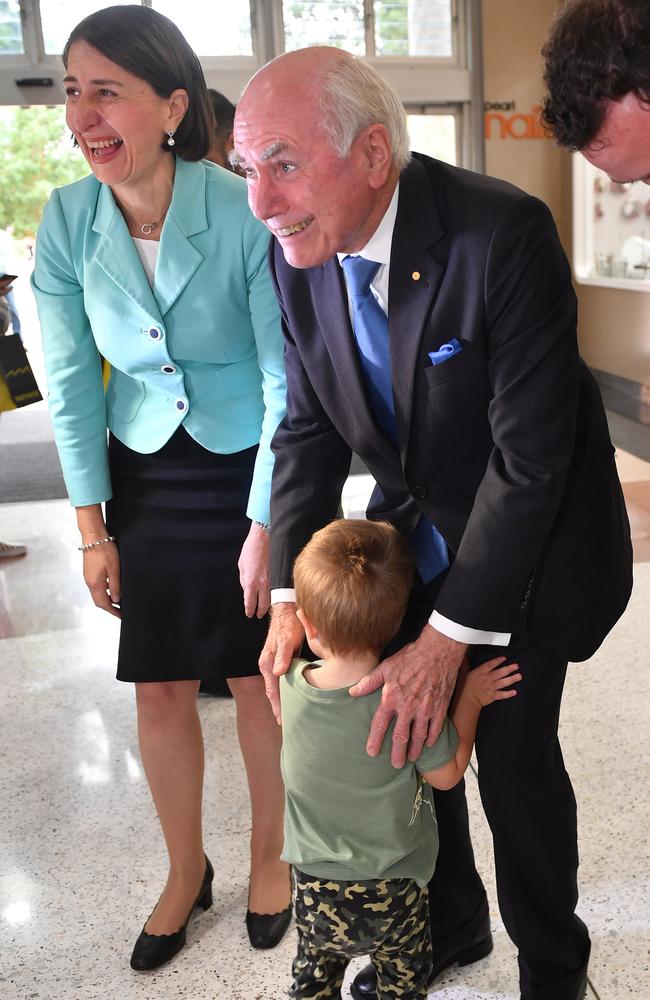 NSW Premier Berejiklian with Mr Howard. Picture: Dean Lewins