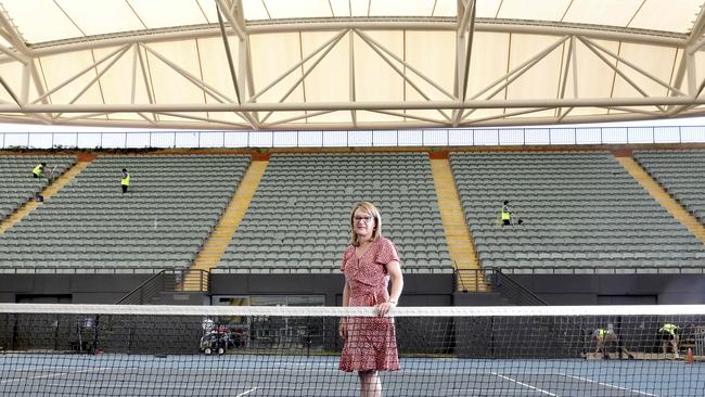 Memorial Drive in preparation for Adelaide International tournament. Debbie Sterrey, CEO of Tennis SA and General Manager of the Adelaide International Tennis Tournament, ahead of the event. 2 January 2020. Picture Dean Martin