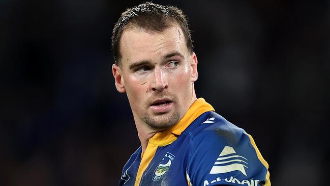 SYDNEY, AUSTRALIA - JUNE 10: Clint Gutherson of the Eels  reacts at full-time during the round 14 NRL match between Canterbury Bulldogs and Parramatta Eels at Accor Stadium, on June 10, 2024, in Sydney, Australia. (Photo by Brendon Thorne/Getty Images)