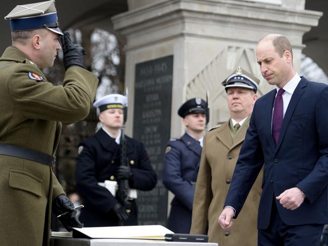 Prince William travelled to Poland “on a personal mission” to thank troops. Picture: AFP