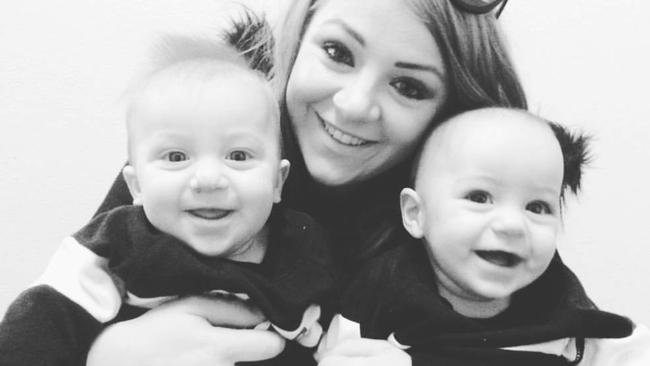 Amy Savage with her twin boys, Cash and Cruz. Picture: Supplied