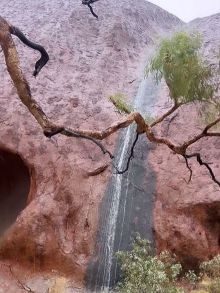 The deluge caused stunning waterfalls for the few who ventured to the site over the weekend.