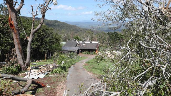 Damage from the storms that brought tornados and flooding rains to Mt Tamborine. A damaged home on Macdonnell Rd. Picture: Glenn Hampson