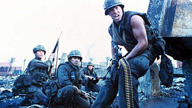 L-R: Kevyn Major Howard, Sal Lopez and Adam Baldwin in Full Metal Jacket. Picture: Alamy