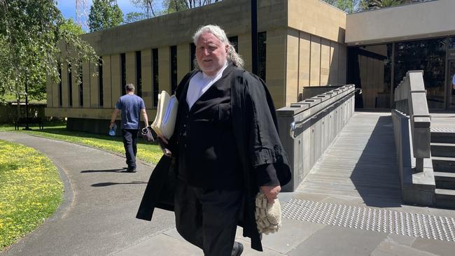 Defence barrister Greg Richardson leaving the Supreme Court of Tasmania. The trial for a man accused of setting his partner on fire has concluded. Picture: Amber Wilson.